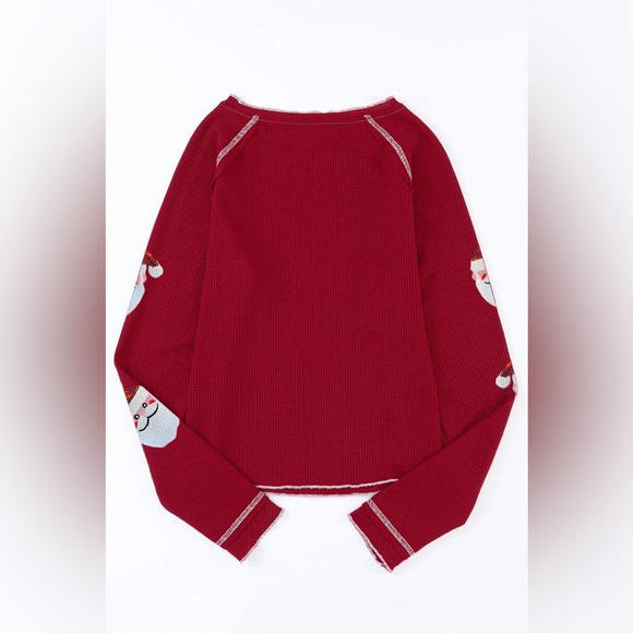 Sequin Santa Round Neck Long Sleeve Blouse - Picture 5 of 6